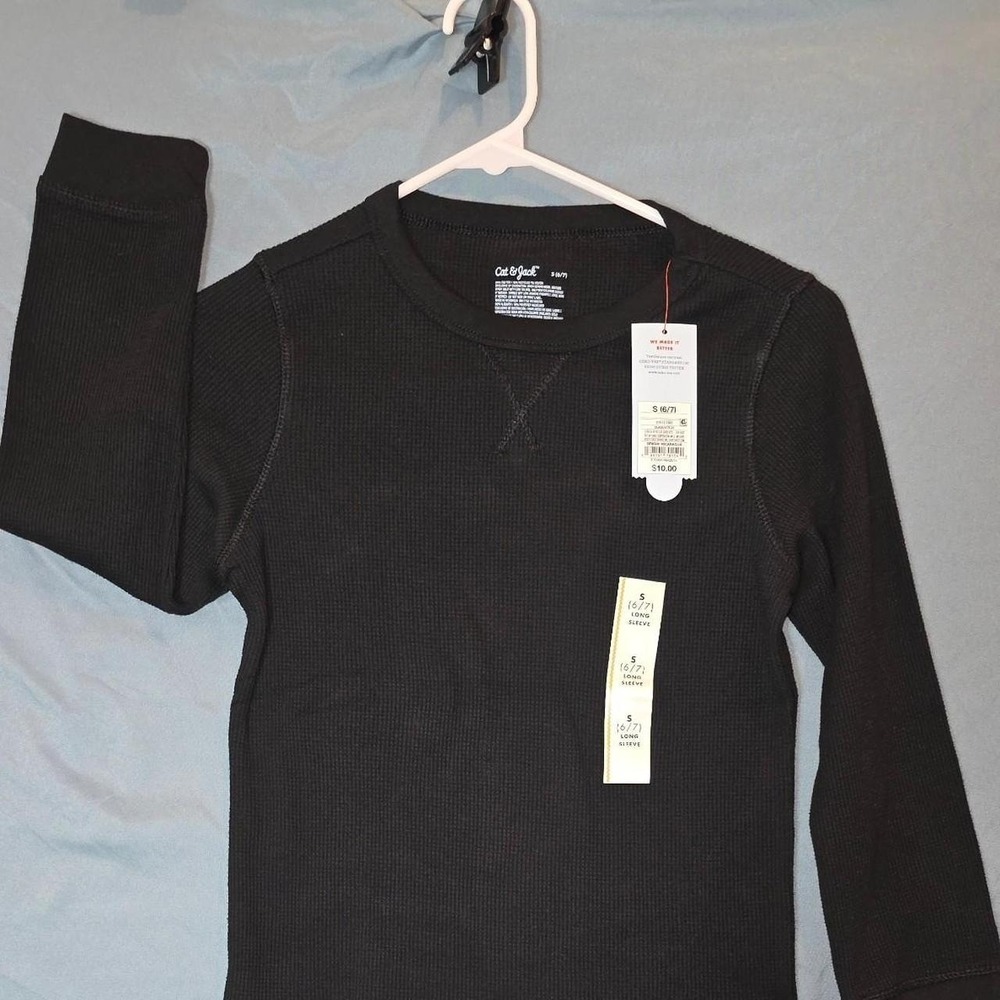 Kids Cat and Jack Black long sleeve thermal top Size S